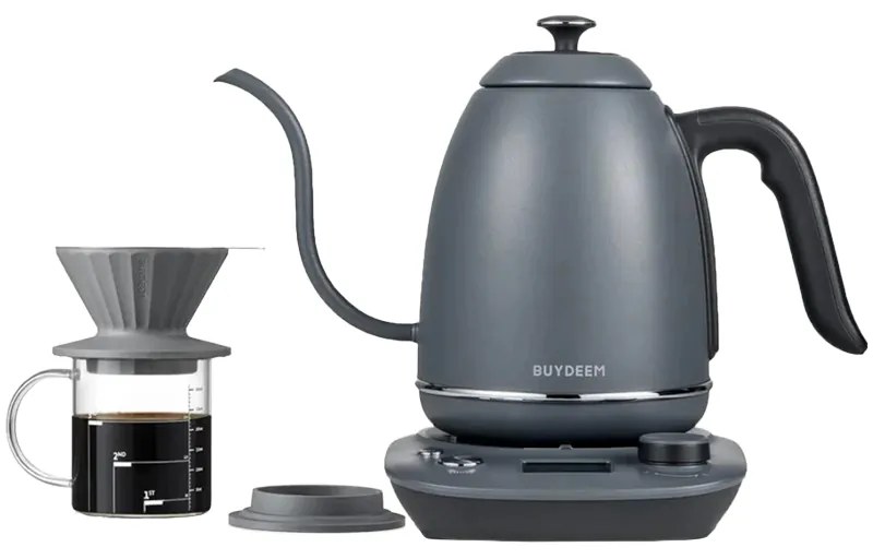 Cana cu filtru de cafea Buydeem CD1024-IG, 300 ml, Sticla borosilicata, Otel inoxidabil, Gri