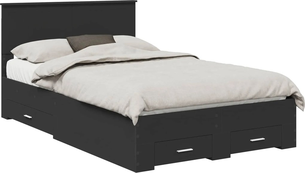 vidaXL Cadru de pat cu headboard Negru 120 x 200 cm Lemn compozit