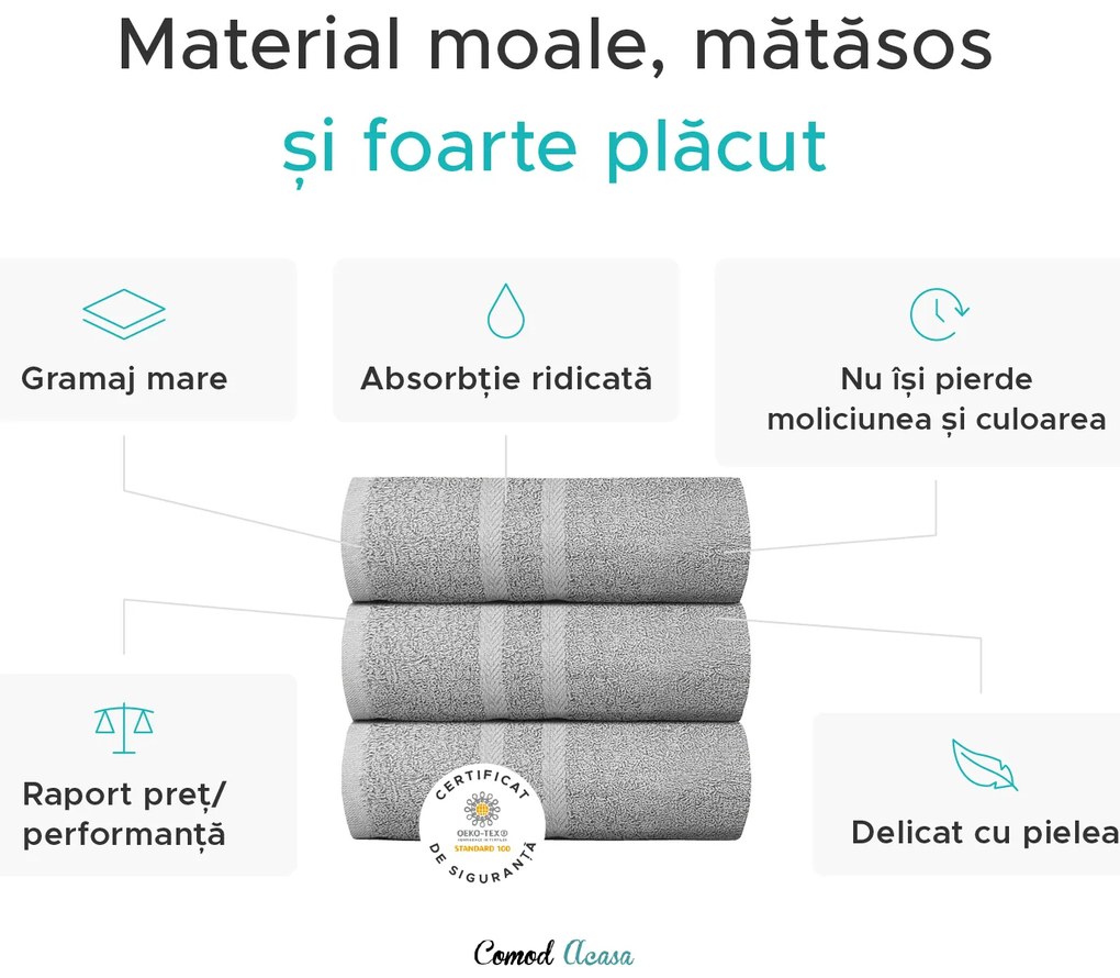 Prosop de maini 50 x 80 cm gri deschis, BASIC ORNAMENT