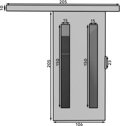 Usa glisanta Hers, ADRK Furniture (Latime: 96 cm, Culoare: Sonoma /Negru Lacobel)