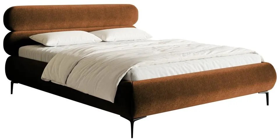 Pat matrimonial 140 cm Rirri 140 (cu somieră) (cu sp. depozitare) (miere + negru). 1099928