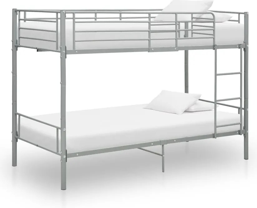 vidaXL Pat supraetajat, gri, 90 x 200 cm, metal
