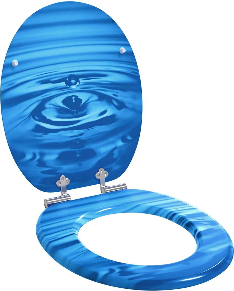 vidaXL Capac de toaletă cu închidere lentă Picătură Albastră Placă MDF