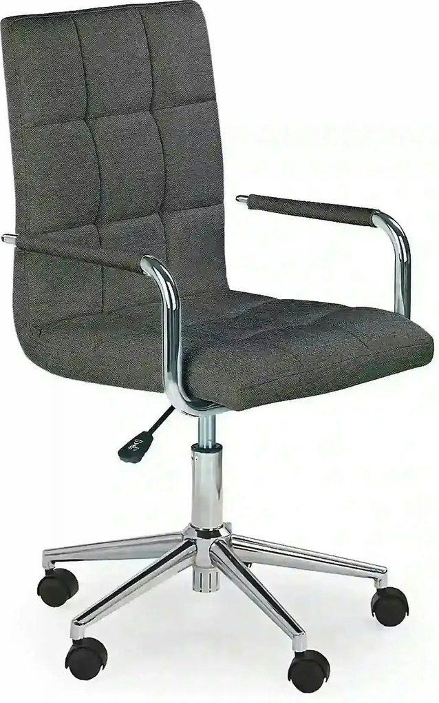 Scaun de birou GONZO 3, gri inchis/crom, stofa clasica/metal, 53x60x98