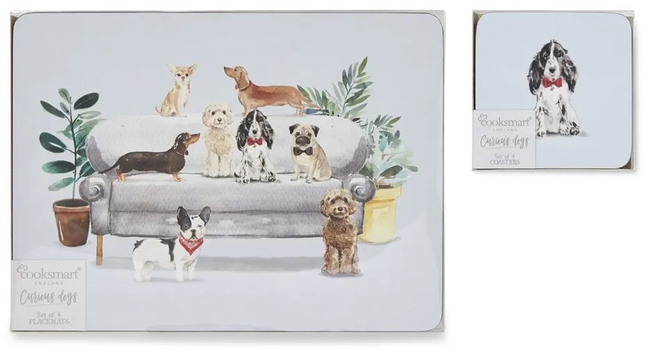 Set cu suporturi farfurii și coasters 8 buc. Curious Dogs – Cooksmart ®