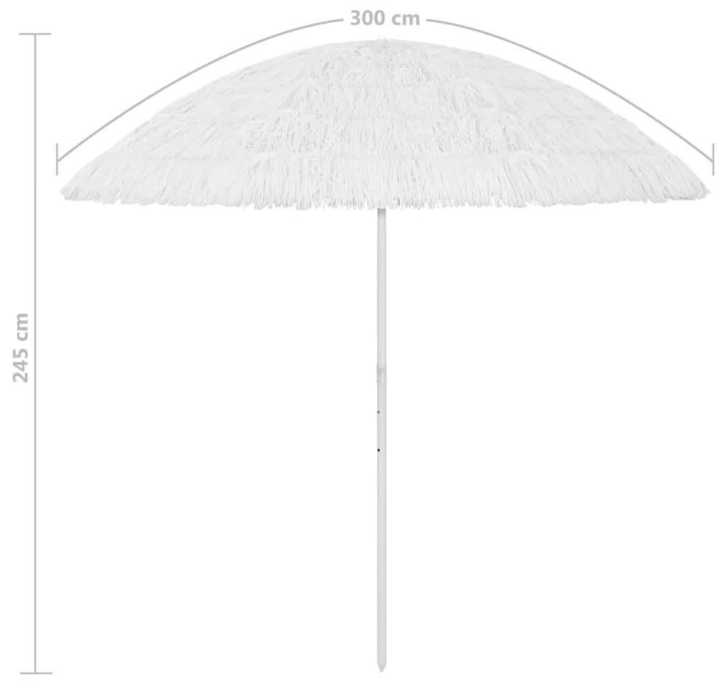 Umbrela de plaja Hawaii, alb, 300 cm Alb, 300 cm