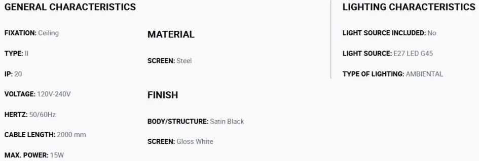 Lustra/Pendul metal TATAWIN S negru, alb