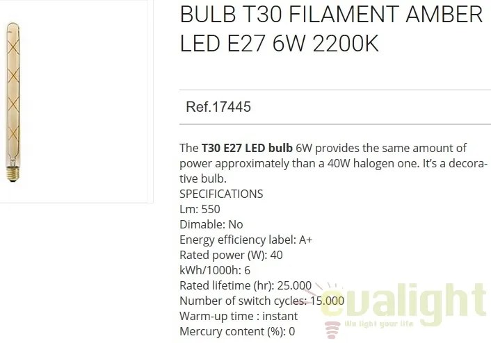 Bec LED decorativ E27 AMBER 6W 2200K 17445