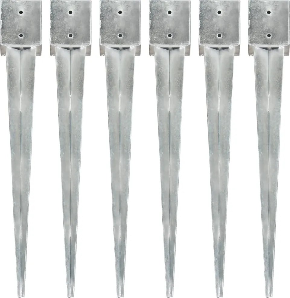 vidaXL Țăruși de sol, 6 buc., argintiu, 12x12x89 cm, oțel galvanizat