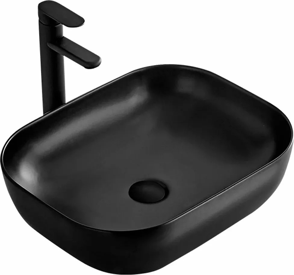 Lavoar negru mat pe blat Rea Belinda 47 cm