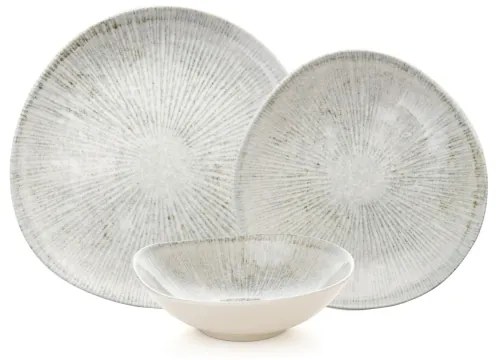 Set de veselă 24 piese, gri, din porțelan