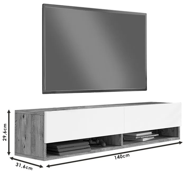 Comoda TV de perete Roscoe color sonoma 140x31.6x29.6cm