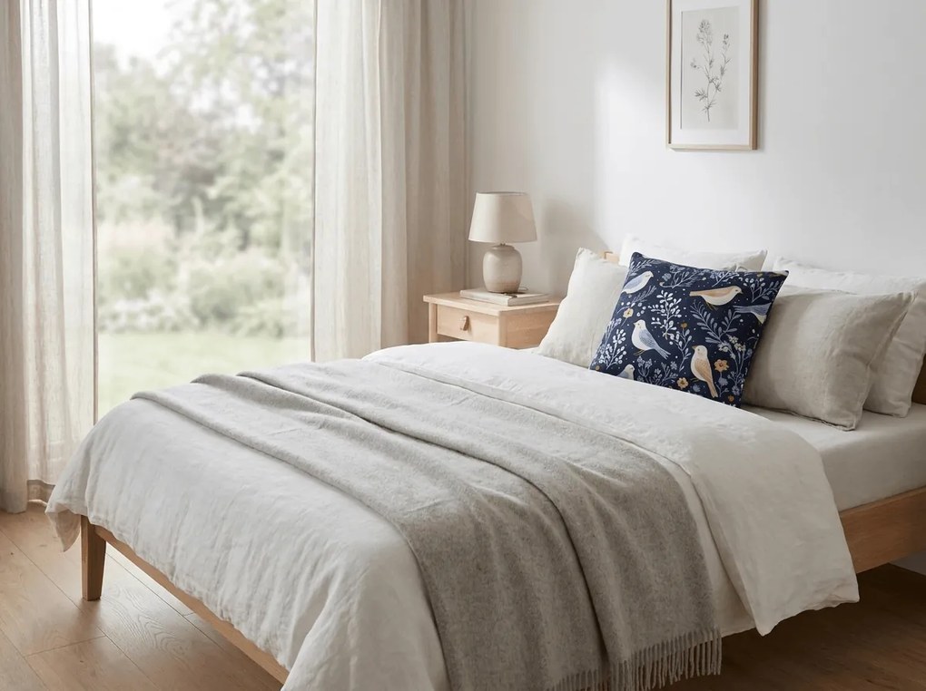 Fata de perna din microfibra DENIM BIRDS 45x45 cm, albastru