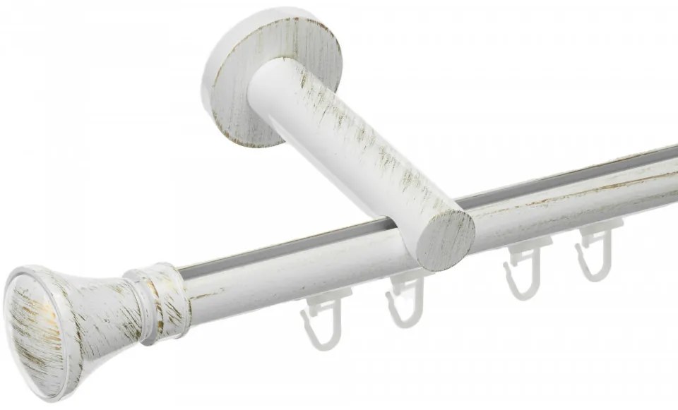 Galerie simpla profil prince 19 mm alb lucios antichizat (Alege marime: 200 cm)