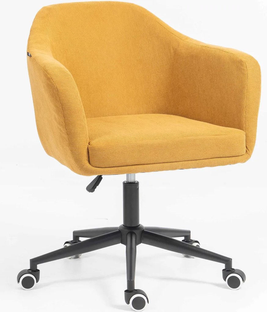 HR832K Scaun Catifea Reiată Premium culoare Curry Galben cu Bază Neagră