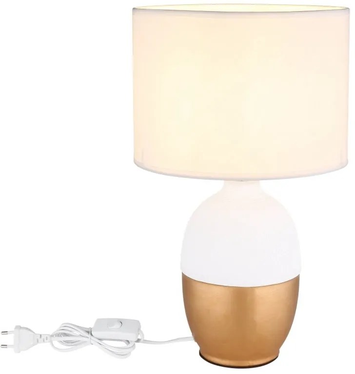 Veioza, lampa de masa design modern Valentino auriu, alb