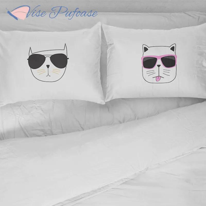 Lenjerie de Pat Personalizată - Sunglasses Cats (100% Bumbac)
