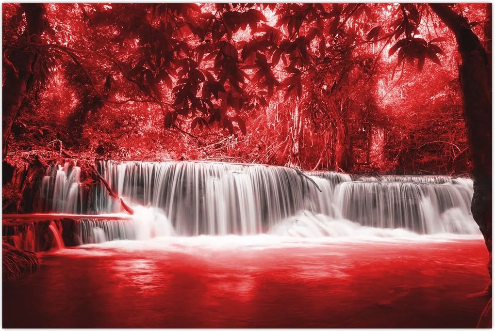 Tablou - Cascadă, roșu (90x60 cm)