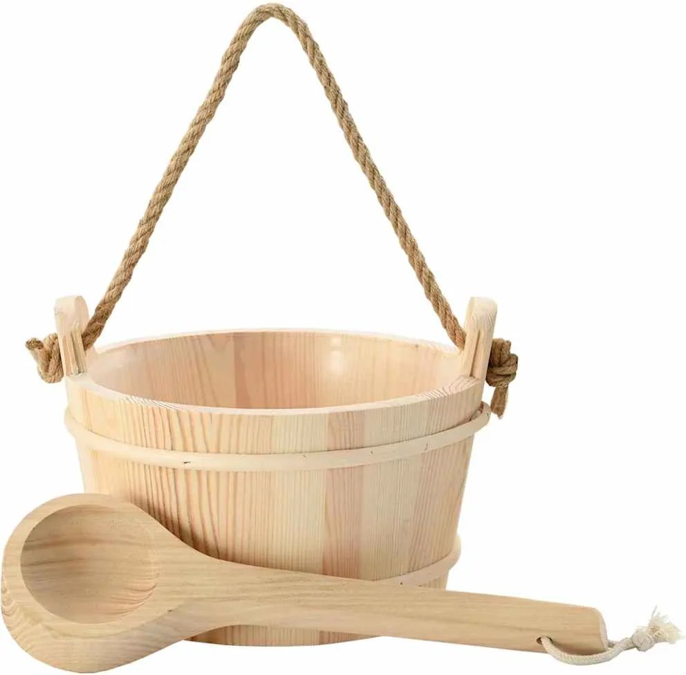 vidaXL Căldare pentru Sauna 2 pcs Maro Lemn de pin solid și cânepă