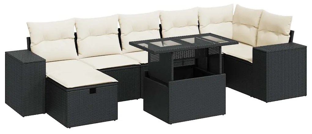 3327946 vidaXL Set mobilier de grădină cu perne, 5 piese, negru, poliratan