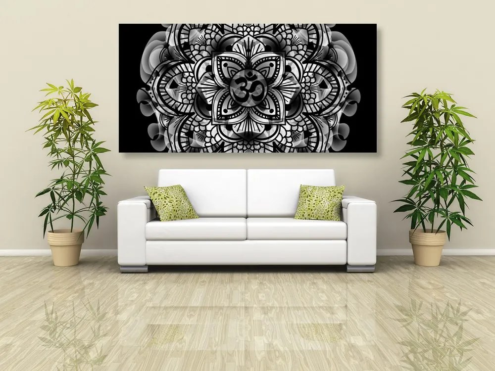 Tablou Mandala sănătății în design alb-negru