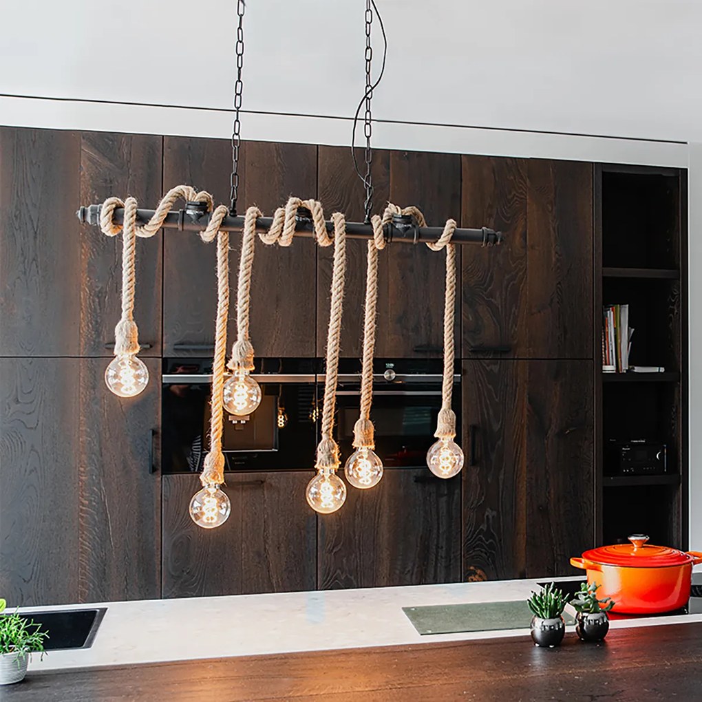 Lampă suspendată inteligentă neagră cu 6 lumini inclusiv Wifi G95 - Plural