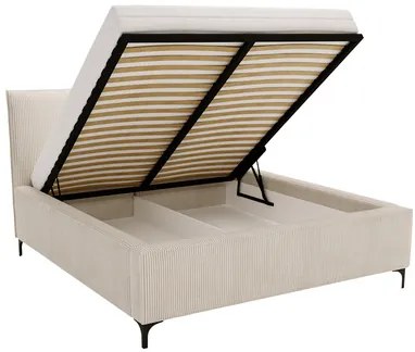 Pat de o persoană 120 cm Camtana (crem + Negru) (cu somieră) (cu sp. depozitare). 1103533