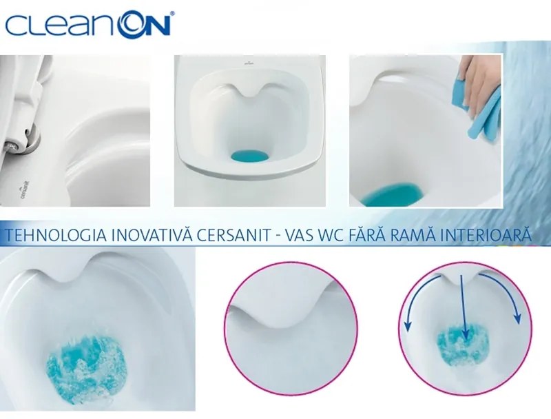 Set vas wc, Cersanit, Carina New, compact, rimless, cu rezervor si capac inclus