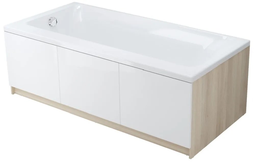 Cada baie incastrata Cersanit Smart, 160 x 80 cm, orientare dreapta, alb lucios 1600x800 mm, Dreapta