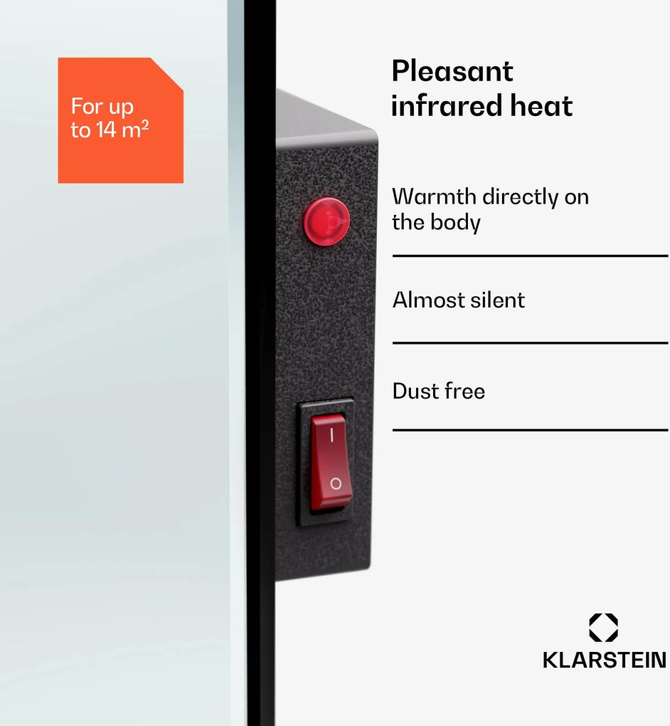 Klarstein Marvel Mirror 720, încălzitor cu infraroșu, 720 W, temporizator săptămânal, oglindă