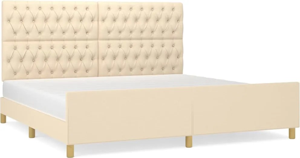 vidaXL Cadru de pat cu tăblie, crem, 200x200 cm, textil