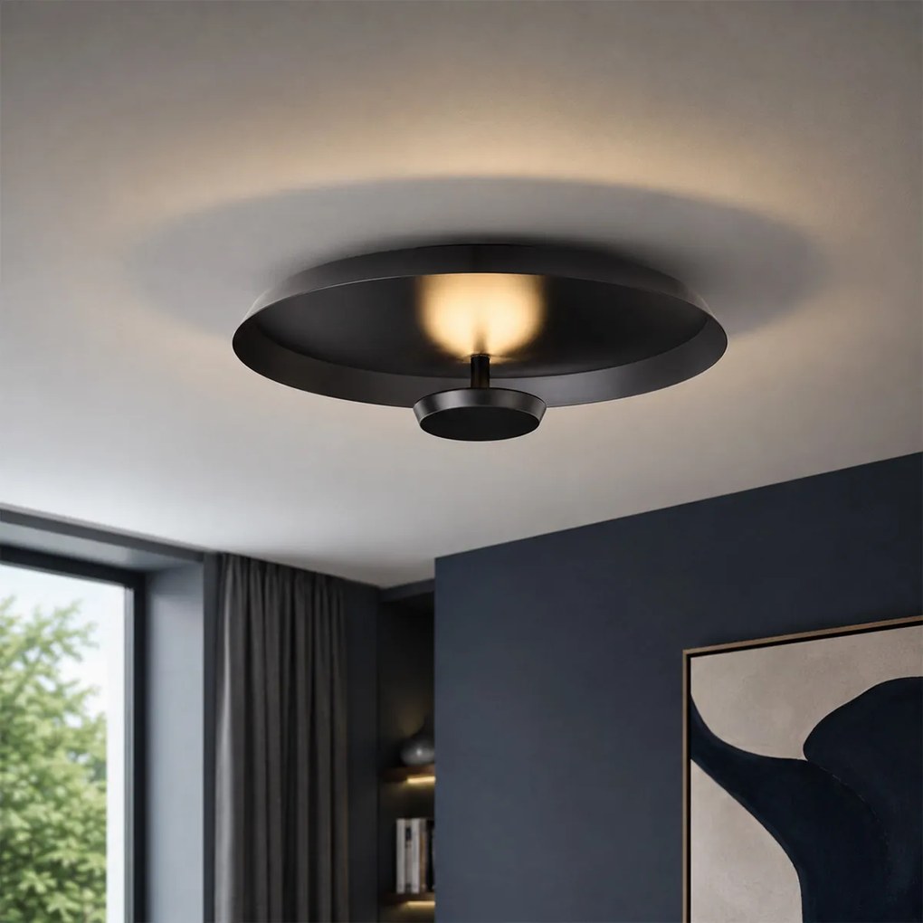 Plafonieră modernă negru mat, incl. LED, cu dimmer în 3 trepte - Sombra