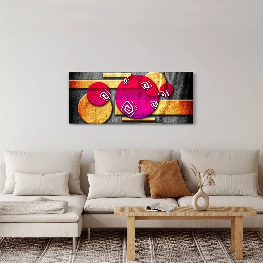 Tablou abstract cu simboluri istorice (120x50 cm)