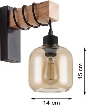 Brilagi - Aplică de perete WOOD GLASS 1xE27/60W/230V pin/negru/maro fumuriu
