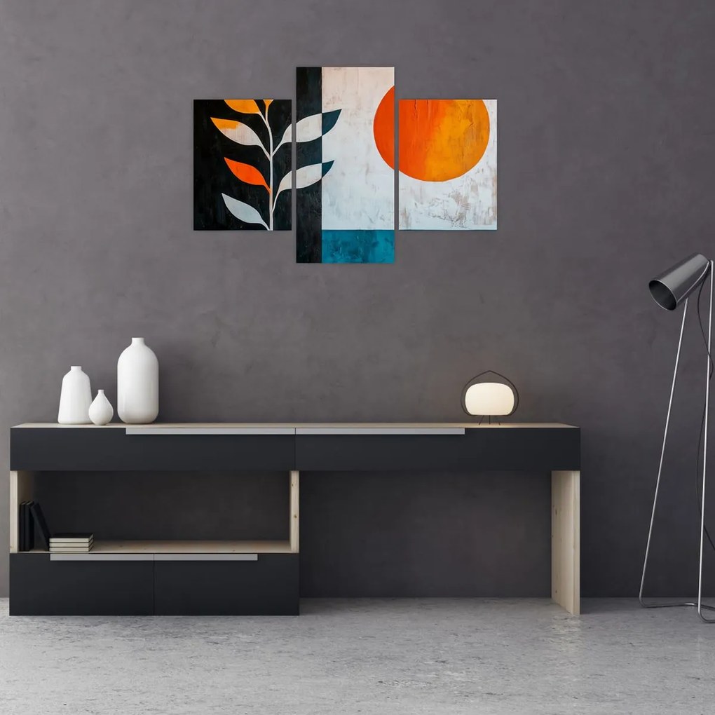 Tablou - Abstracție cu plantă și soare (90x60 cm)