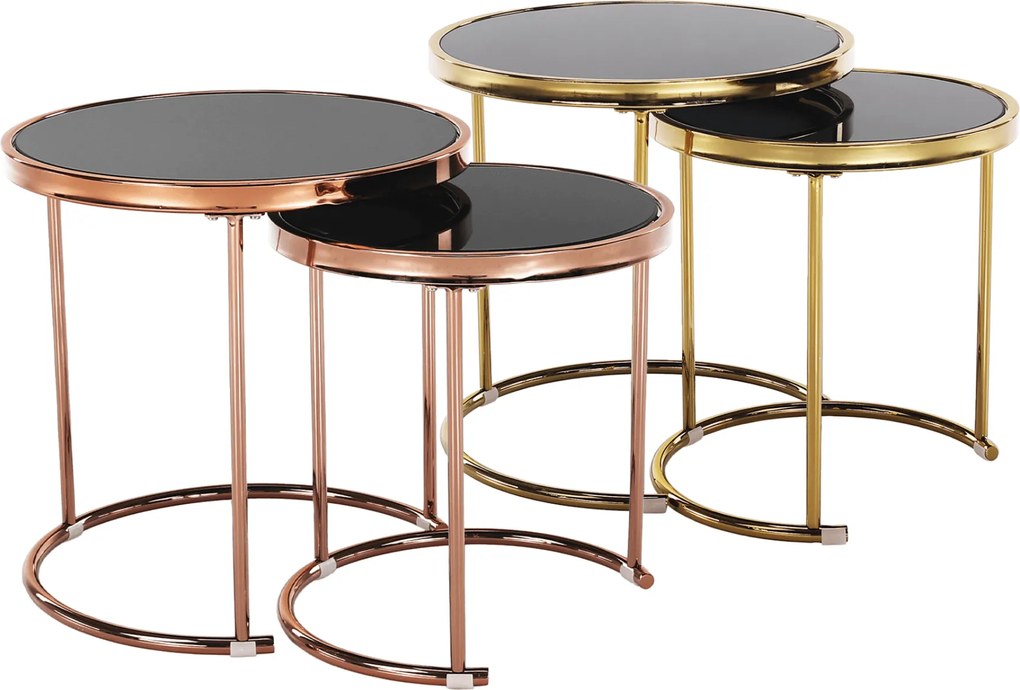 Set 2 mese de cafea, auriu crom auriu / negru, MORINO