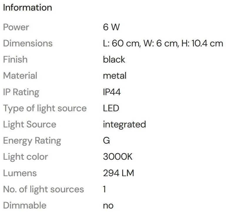Aplica de perete LED iluminat baie IP44 Tampa 60cm