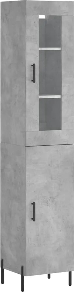 vidaXL Dulap înalt, gri beton, 34,5x34x180 cm, lemn prelucrat