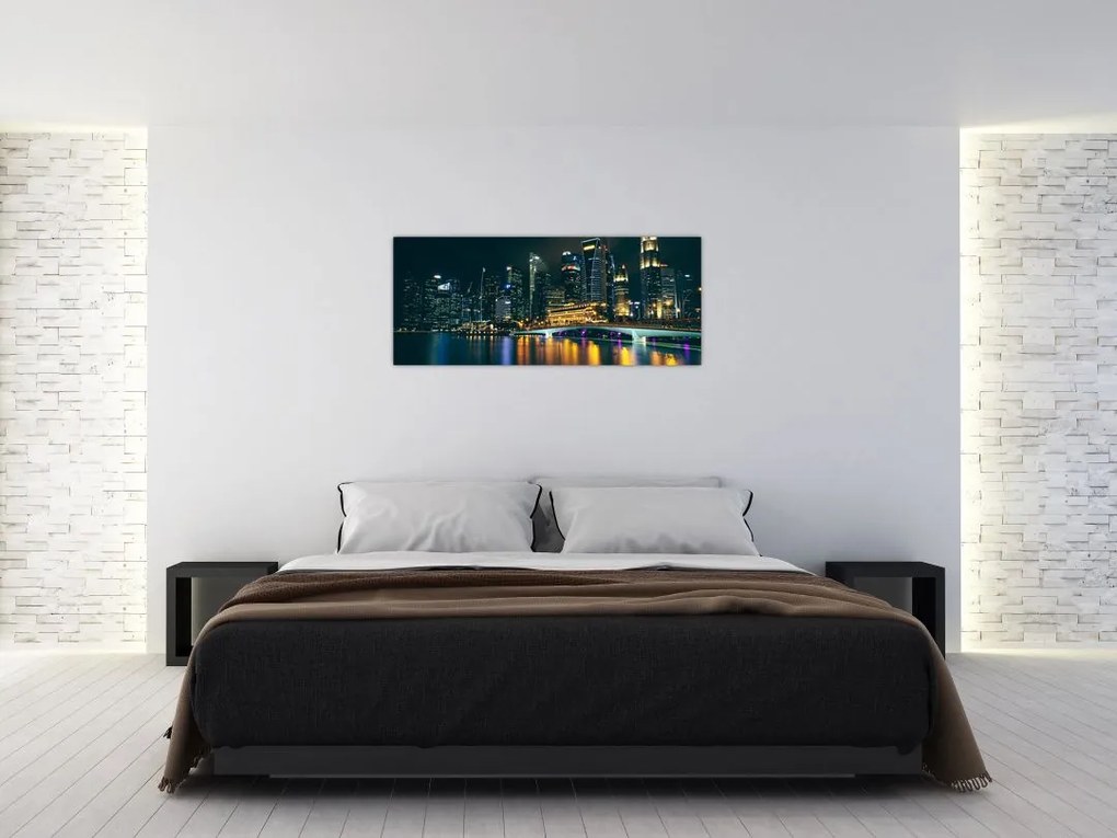 Tablou - Singapore noaptea (120x50 cm)