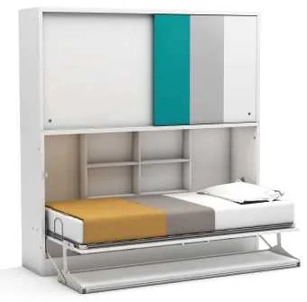 Pat rabatabil orizontal single cu birou si dulap deasupra - ACADEMY SET (90X190)