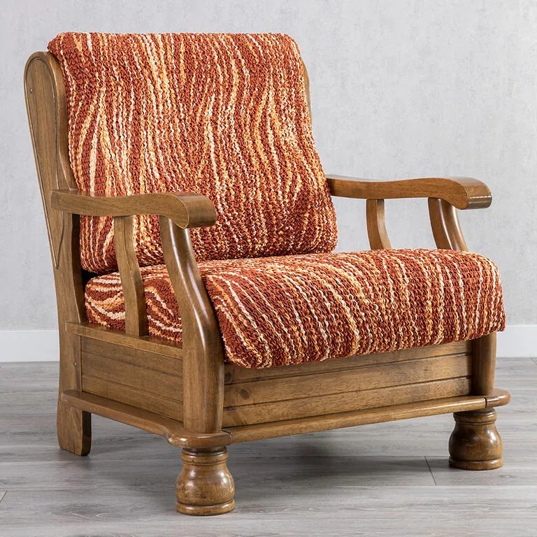 Huse bielastice UNIVERSO NOU dungi cărămizii fotoliu cu manere de lemn (l. 40 - 70 cm)
