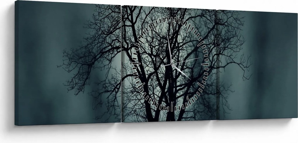 Tablou copaci în eclipsă (cu ceas) (90x30 cm)