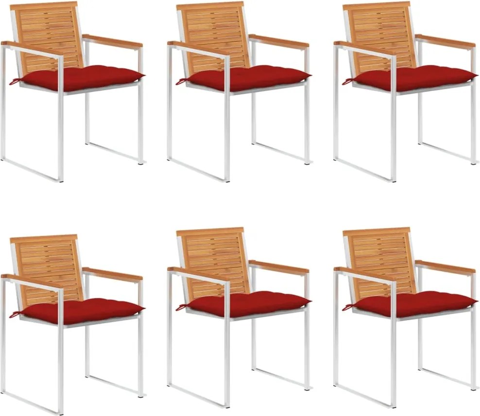 vidaXL Scaune de grădină cu perne, 6 buc., lemn masiv de acacia