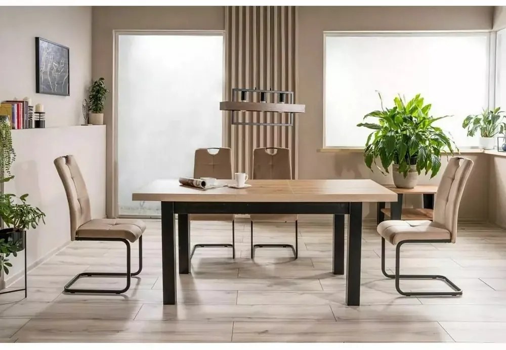 Masa extensibila Presto stejar artizan/negru L140-218 cm