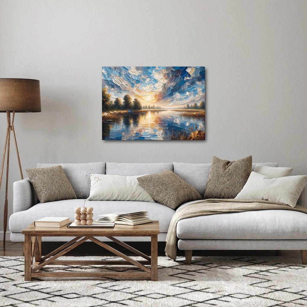 Tablou - Pictură cu soarele deasupra apei (70x50 cm)