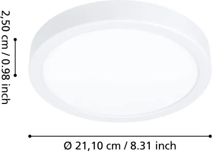 Eglo 901333 - Plafonieră LED FUEVA pentru baie, 11,5 W, 230 V, Ø21,1 cm, IP44, albă