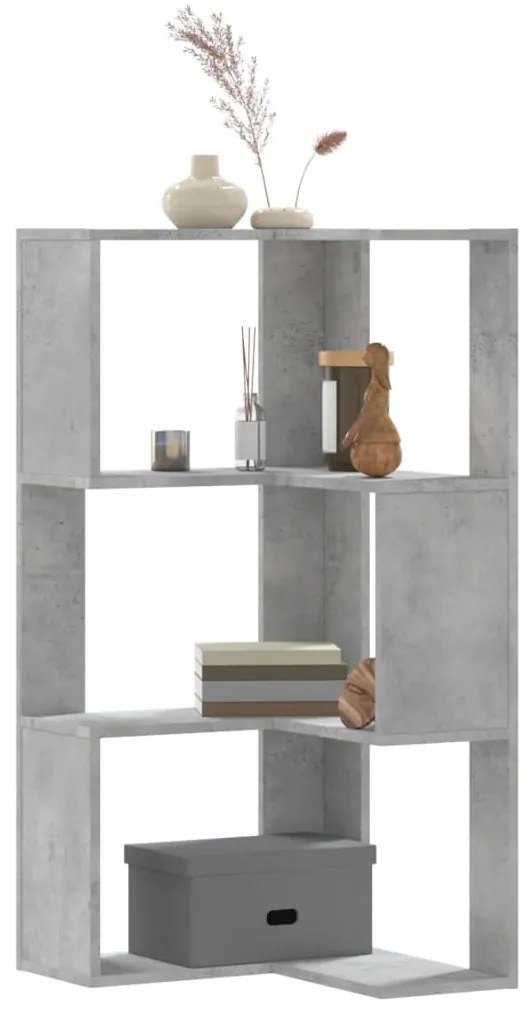vidaXL Bibliotecă 3 niveluri gri beton 50x50x102 cm lemn prelucrat