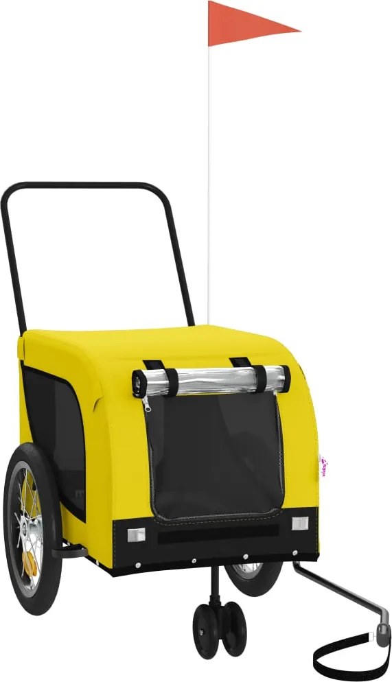 vidaXL Remorcă bicicletă animale companie, galben/negru, oxford/fier