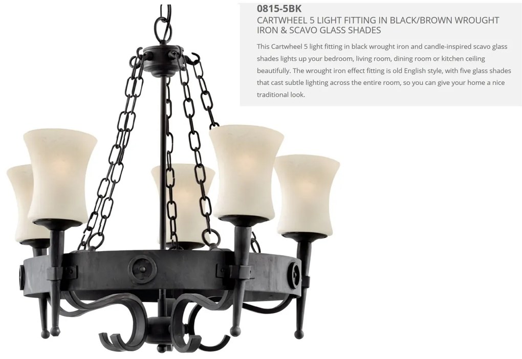 Candelabru stil rustic Cartwheel 5L 0815-5BK SRT