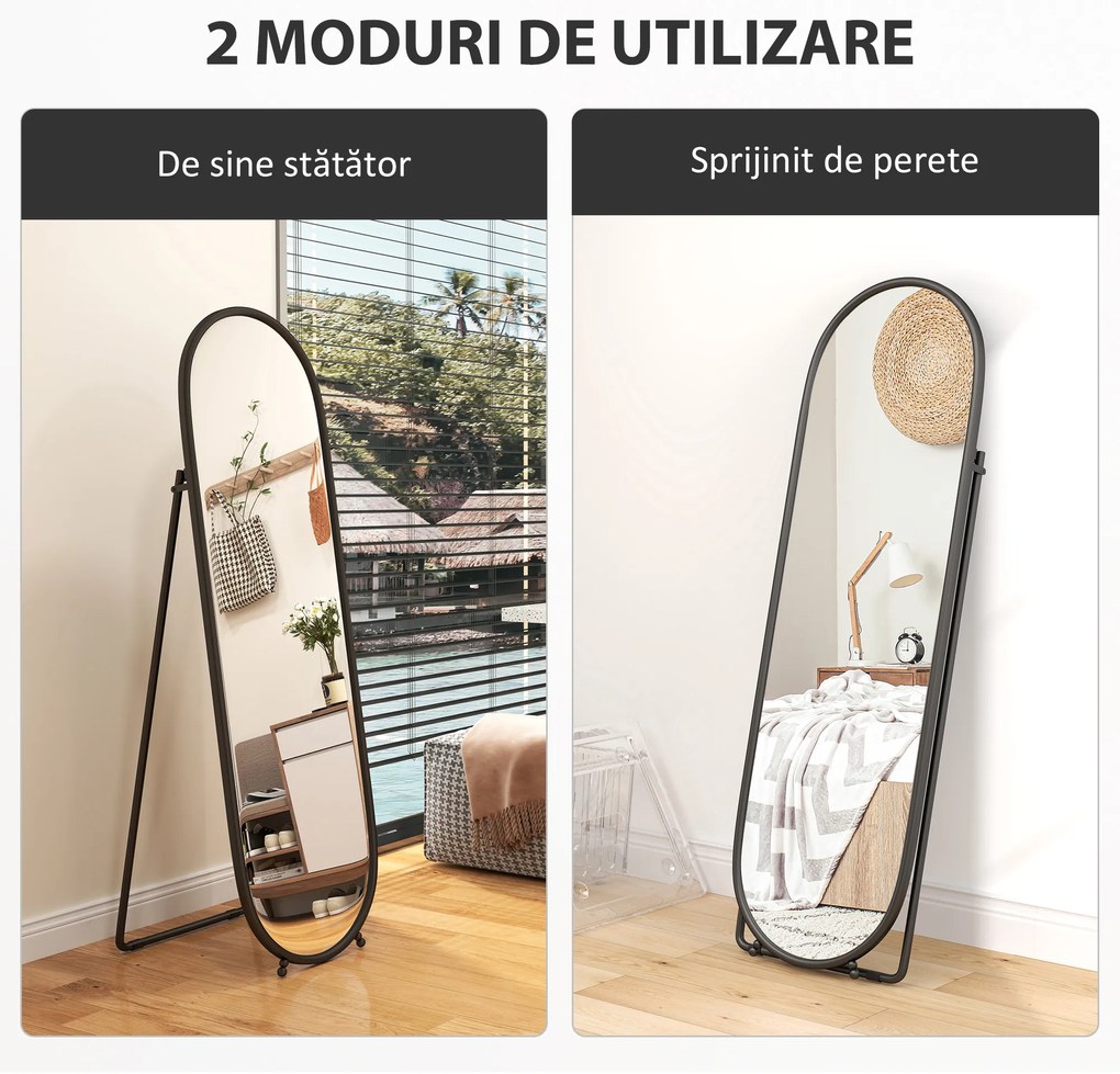 HOMCOM Oglindă Ovală Aurie Înaltă | Aosom Romania